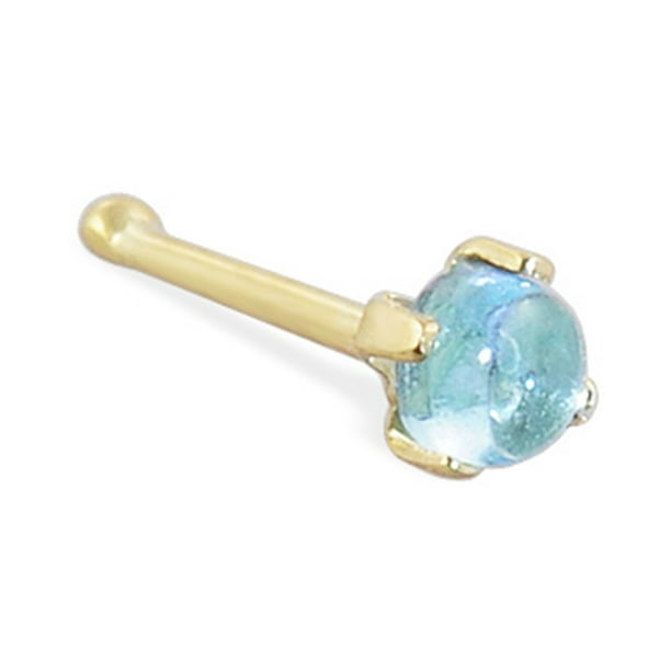 L-4 mm, W-4 mm for Women 14k Yellow Gold Synthetic Blue Gemstone L-4 mm, W-4 mm for Women 14k Yellow Gold Synthetic Blue Gemstone
